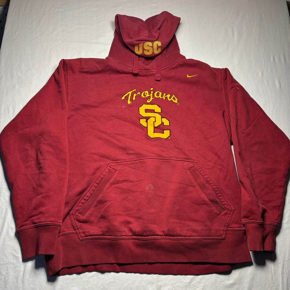 USC Trojans Hoodie Nike Mens Large Red Pullover Sweatshirt NCAA Football Fleece